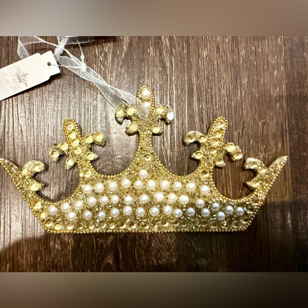 NWT Royal Standard Gold and Pearl Diana Crown Ornament